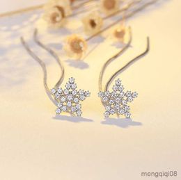 Charm Simple Female Earrings Silver Needle Star Full Earrings for Women Long Tassel Earline Wedding Jewellery R230605