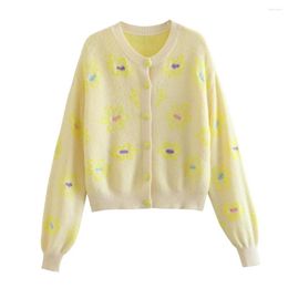 Women's Knits UNIZERA 2023 Spring And Autumn Ladies Sweet Flower Embroidery Sweater Cardigan Knitted Jacket Women