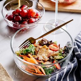 Bowls Transparent Glass Bowl Set Fruit And Vegetable Salad Tempered Heat Resistant Household Microwaveable