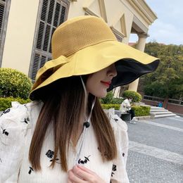 Women's large brimmed fisherman's hat anti-UV sun visor hat summer face covering sun hat outdoor beach sunscreen hat Y23095