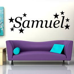 Personalised Stars Name Wall Sticker Vinyl Boys Girls Custom Name Wall Decal for Nursery Home Childs Bedroom Decor Mural X054