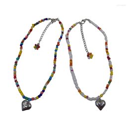 Pendant Necklaces Colorful Beads Clavicle Chain Teen Jewelry Gift Collarbone For Cool Girl