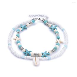 Anklets 1pc Cowrie Shell With Turquoise/Glass Seed Beads For Women Beach Anklet Leg Bracelet Bohemian Foot Chain Summer Jewellery