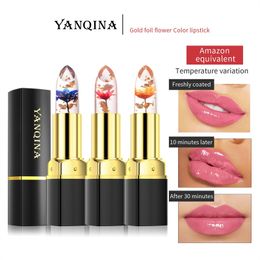 Long Lasting Temperature Colour Changing Lip Balm Crystal Jelly Flower Lipstick Gloss Transparent Moisturise Lips Makeup Cosmetic