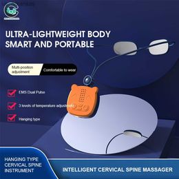 Health ManagerDual Pressure Point Electric Neck Massager Pulse Hot Compress Cervical Massager Mini Portable L230523