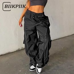 Women's Pants Capris BIIKPIIK Loose Cargo Pants Women Workout Overalls Sporty Casual Side Stripe Drawstring Middle Waist Trousers Woven Jogging Pant J230605