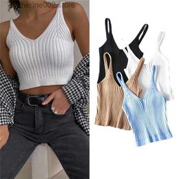 Women's Tanks Camis Sexy Crop Tops Knit Halter Tank Top Women Summer Camis Backless Camisole Fashion Ribbed Tube Top Female Sleeveless Cropped Vest T230605
