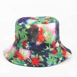 Wide Brim Hats LDSLYJR 2021 Cotton Printed Bucket Fisherman Outdoor Travel Men's and Women's Sun Hat 262 G230603