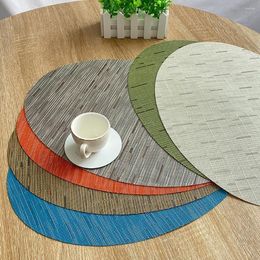 Table Mats Bamboo Texture Placemat Oval Shape PVC Kitchen Dining Mat Restaurants Decoration
