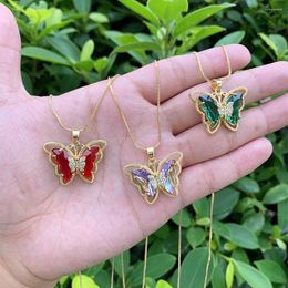 Pendant Necklaces Gold-plated Copper Box Chain Necklace Butterfly Shape Smooth Glass/CZ Micro Insert Suitable For Party/Weddings Wear