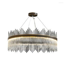 Chandeliers Modern Black/gold Metal Led Chandelier Lighting Dimmable Crystal Pendant Lights Luxury Lustre Light Fixtures Hanging Lamp