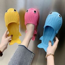 Dolphin Fish Womens Shoes Home Indoor Soft Non-slip Slippers Funny Cartoon Super Cute Baotou Fish Mouth Breathable Slippers.