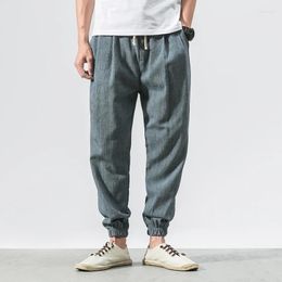 Men's Pants Men Linen Harem Casual Lightweight Joggers Harajuku Elastic Waist Trousers Oversized Sweatpants Drawstring Streetwear