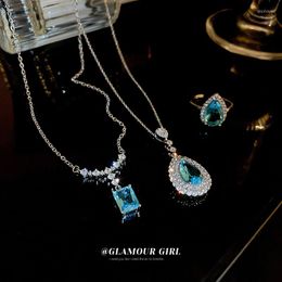 Chains ROPUHOV 2023 Sapphire Zircon Water Drop Design Collarbone Chain Simple Neck Luxury Versatile Necklace Jewelry For Women