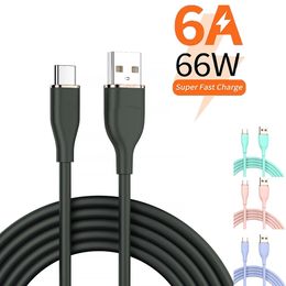 6A 66W Hızlı Şarj USB C Kablo Sıvı Silikon Tip C Veri Kablosu Xiaomi Mi 12 11 Samsung S22 Huawei P50 POCO F4 M5 OnePlus