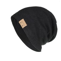 Berets Autumn Winter Hat Male Beanie Fashion Leather Label Cashmere Knitted Caps For Women Men Skullies Beanies Chapeau Femme