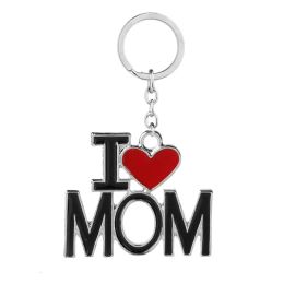 English Letter Keychain I Love Papa Mama Mom Dad Metal Key Ring Family Keychains for Father Mother'S Day Gift Party Favour Fashion