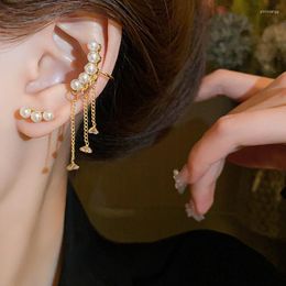 Backs Earrings DREJEW Elegent Pearl For Women 2023 Trending Ear Clip Cuff Asymmetrical Without Piercing Jewelry Gifts