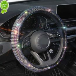 New Universal D-type Rhinestones Auto Steering Wheel Cover Diamond Car Bling Accessories Interior for Women Girls Car Decoration