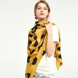 Scarves 2023 Spring Autumn Style Silk Women Shawl Fashion Warm Twill Size Dot Printing Scarf Sun-resistant Hijab Blanket