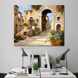 High Quality Contemporary Canvas Art Entry Al Borgo Handmade Realistic Painting Perfect Wall Decor for Living Room