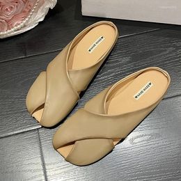 Slippers Women Flats Casual Slingback Mules Shoes Summer Fashion Flip-flops 2023 Trend Ladies Beach Sandals Slides