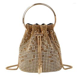 Evening Bags Mini Bling Purses And Handbags For Women Luxury Designer Bucket Totes Banquet Bag Metallic Rhinestone Shoulder