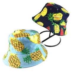 Wide Brim Hats LDSLYJR 2020 Cotton Fruit Printing Bucket Fisherman Outdoor Travel Sun Hat Men's and Women's 40 G230603