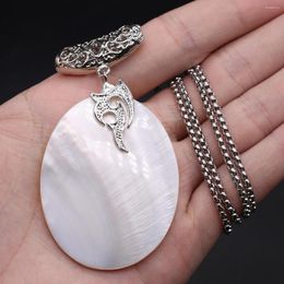 Pendant Necklaces Natural Mother Of Pearl Shell Elliptical Necklace Boho Charms Stainless Steel Chain Choker Women Jewelry