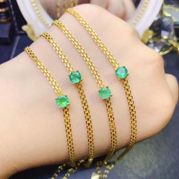 Chains Natural Emerald Sterling Silver 925 Luxury All Women's Jewellery Bracelet Green Gemstone Christmas Gift Ladies