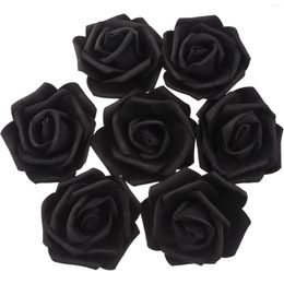 Decorative Flowers 100 Pcs Artificial Rose Black Wedding Decorations Fake Head Roses Faux Crafts Bride