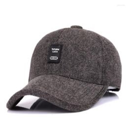 Ball Caps Winter Baseball Cap For Men With Earflaps Warm Dad Hat Thickened Cotton Snapback Ear Protection Father's Hats