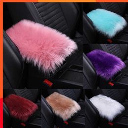 New Auto Centre Console Cover Armrest Box Mat Armrest Pads Warm Winter Sheepskin Wool Car Armrest Seat Box Pad Cushion Protector