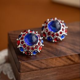 French court style Mediaeval personality round earrings elegant temperament vintage earrings E387