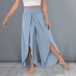 Active Pants Stylish Leisure Thin Breathable Women Flowy Split Wide Leg Comfy Yoga Streetwear