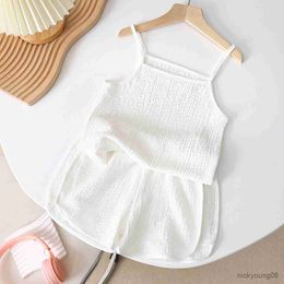 Clothing Sets Slip and Shorts 2piece Set For Baby Girl Summer Thin Casual Solid Color Kids Suit Toddler Costume Girls Camisole