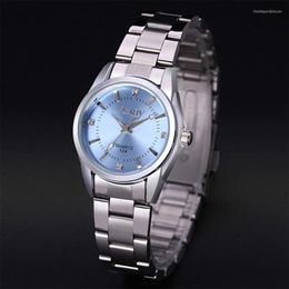 Wristwatches 2023 Fashion Sky Blue Watch Women Watches Stainless Steel Band Analog Quartz Price Drop
