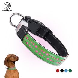 Collars LED Luminous Dog Electronic Collar USB Charging Adjustable Pet Leather Collar Night Travel Anti Lost Outdoor for All Dogs