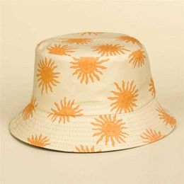 Wide Brim Hats LDSLYJR 2021 Cotton Cartoon Printing Bucket Fisherman Outdoor Travel Men's and Women's Sun Hat 449 G230603