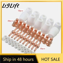 Mondstukken 60Pcs/Set Ceramic + Metal Air Plasma Cutting Cutter Consumables Extended TIP Nozzle Electrode For PT31 LG40 Torch CUT50D