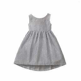 Girl Dresses Medium To Large Children's Summer Dress With Striped Back Hollowed Out Baby Suitable Girls 2t Kids