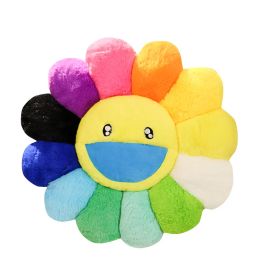 New Decorative Pillow Kawaii Smile Sunshine Flower Plush Toys Stuffed Soft Doll Cat Pet Sofa Cushion Mat Pillow Home Car Decor Adult