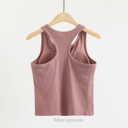 Lulu Racerback Yoga Tank Tops Lulus Women Fiess Sleeveless Summer Sports Vest Breathable Cami Shirts Slim Ribbed Running Gym Crop Built in Bra Top 85
