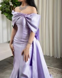 Elegant Saudi Arabia Women Prom Birthday Dress Strapless Off-The-Shoulder Beading Satin Evening Party Gown Formal Dresses New Style Vestidos De Feast