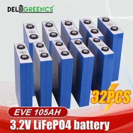 32PCS 105AH LiFePO4 48V Battery Pack 3.2V Rated Lithium iron Phosphate 48V Rechargeable Pack for Solar Grade A EU US Tax Free