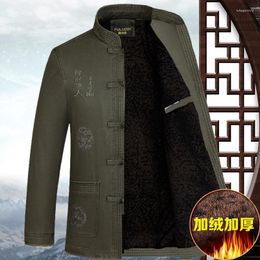 Ethnic Clothing Autumn And Winter Coat Middle Aged Old Man's Father Chinese Tang Style Men's Velvet Thickened Cotton Grandpa's