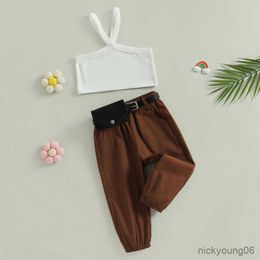 Clothing Sets Toddler Baby Girls Pant Summer Clothes 2023 Sleeveless Tank Tops Solid Colour Pants with Waist Bag Items