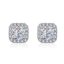 Stud Earrings 925 Sterling Silver Girl Fashion Square Moissanite Diamonds Plated With Pt950 Bride Wedding Engagement Jewellery