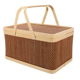 Dinnerware Sets Outdoor Picnic Basket Packing Container Hanging Planters Storage Decorative Bamboo Ware Veggie Tray Lid Flowerpot Snack