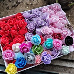 Decorative Flowers 500Pcs PE Foam Artificial Rose Flower 3.5cm Fake For DIY Bouquet Wreath Valentine's Day Gift Make Wedding Home Decor